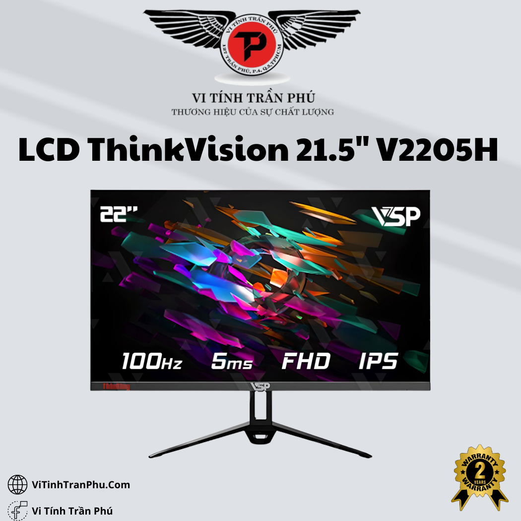 Màn hình LED ThinkVision 22inch V2205H FullHD 75Hz New 100% FullBox